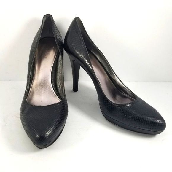 Calvin Klein Black Snake Skin Embossed Heel SIZE 9.5. S702 - Picture 2 of 6